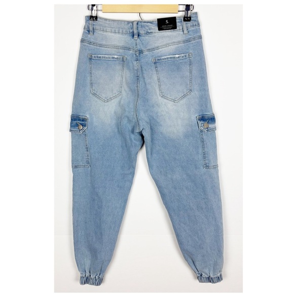 American Bazi Los Angeles Denim Joggers Baggy Distressed Denim Pockets Small - Picture 2 of 9